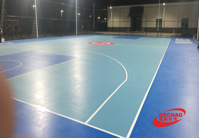 廣東珠海金灣區(qū)機場北路硅PU籃球場3mm順利完工！