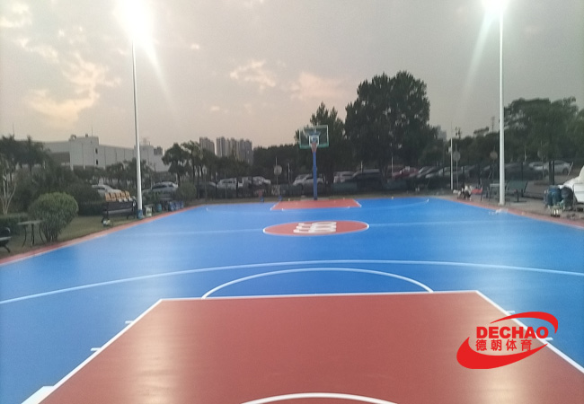 深圳華潤(rùn)三九集團(tuán)翻新做8mm硅PU籃球場(chǎng)順利完工交付!
