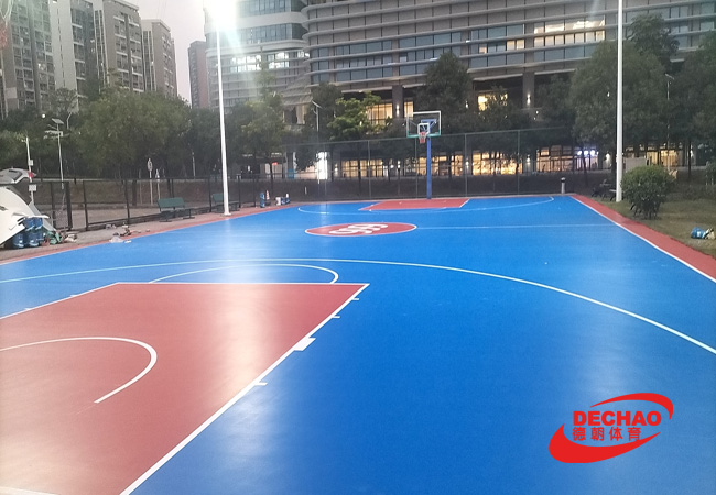 深圳華潤(rùn)三九集團(tuán)翻新做8mm硅PU籃球場(chǎng)順利完工交付!