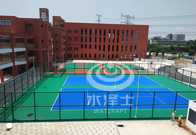 小學(xué)硅PU網(wǎng)球場施工