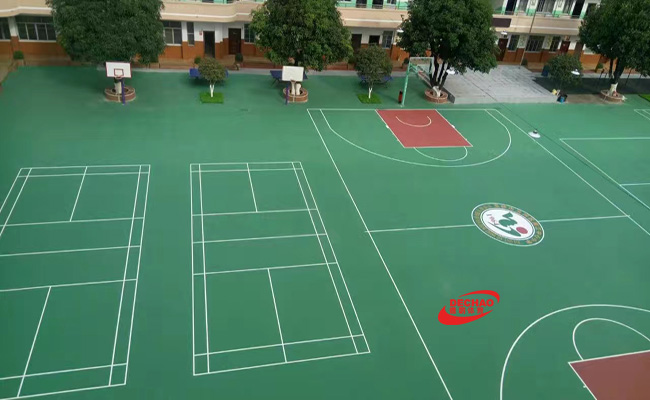 廣西玉林一中心小學(xué)1580平方丙烯酸球場(chǎng)完工！